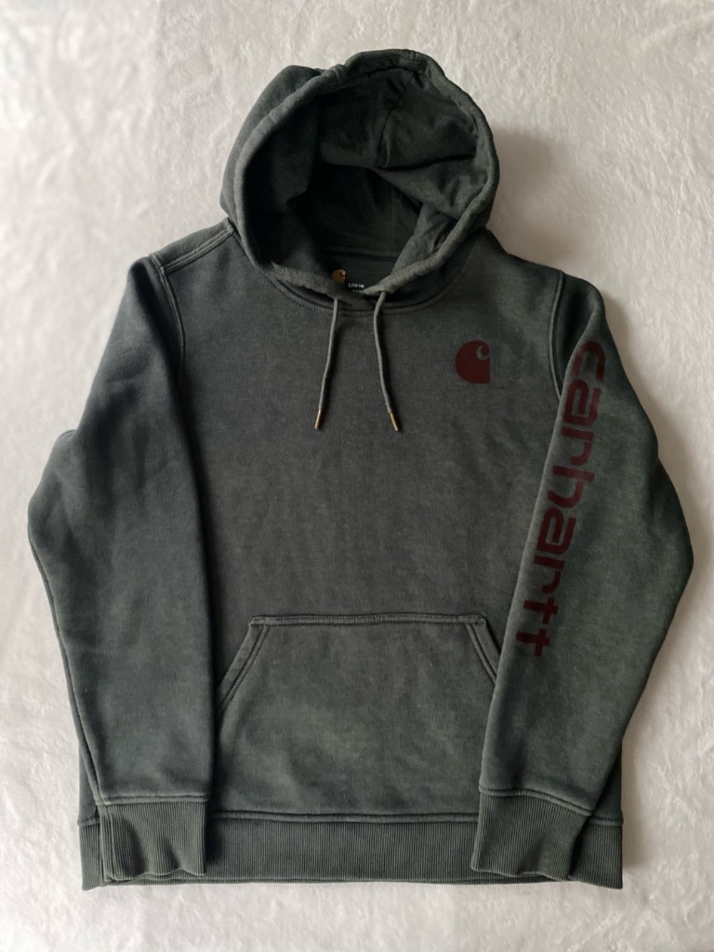 Carhartt Hoodie Women's Large Relaxed Fit Sleeve Logo Heather Moss Green